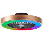 Brilliant Slimline Ventilateur Plastique Métal Noir Dorée 36W 4700lm - 830-865 CCT+RGB | 490mm - Télécommande Dimmable