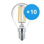 Lot 10x Philips Corepro LED Lustre E14 Boule Filament Claire 4.3W 470lm - 827 Blanc Très Chaud | Équivalent 40W