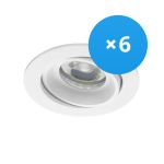 Lot 6x Noxion Encastré Spot Vision MR16 inclinable Blanc | Diamètre 69mm - GU10 Culot