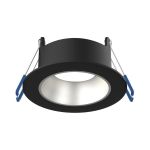 Noxion Spot LED Ares Profond ring Noir - avec Inner Cercle  Argent | Diamètre 68mm - incl. GU10 Fitting