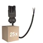 Lot 25x Noxion GST - Compatible Câble d’alimentation Noir - Mâle + Extrémités ouvertes - 0,3m - 2 pole 0,75mm2