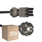 Lot 25x Noxion GST - Compatible Câble d’alimentation Noir - Femelle + Schuko Europlug - 3m - 3 pole 0.75mm2