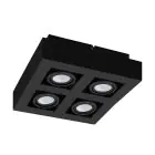 Eglo Plafond Spot Mendoza Acier Noir 18.8W 1380lm - 830 Blanc Chaud | Dimmable - Convient pour GU10